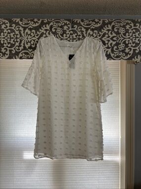 Women's Cream Midi Dress with Textured Dot Detail